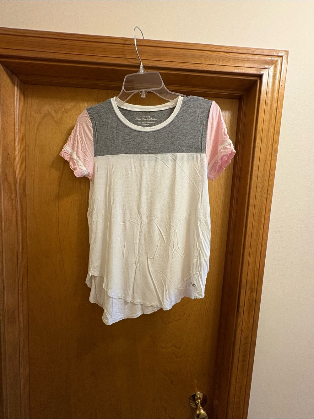 Women's Colorblock Short Sleeve Tee - Pink, Gray & White